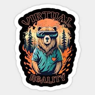 Virtual Reality forest fire bear Sticker